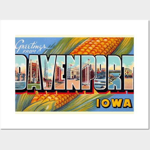 Greetings from Davenport, Iowa - Vintage Large Letter Postcard Wall Art by Naves